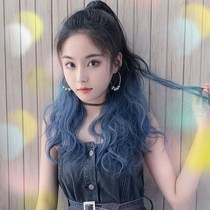 Wig ponytail female curly hair gradual change color false ponytail grab clip long hair Tiger clip braid highlights lifelike long curly hair