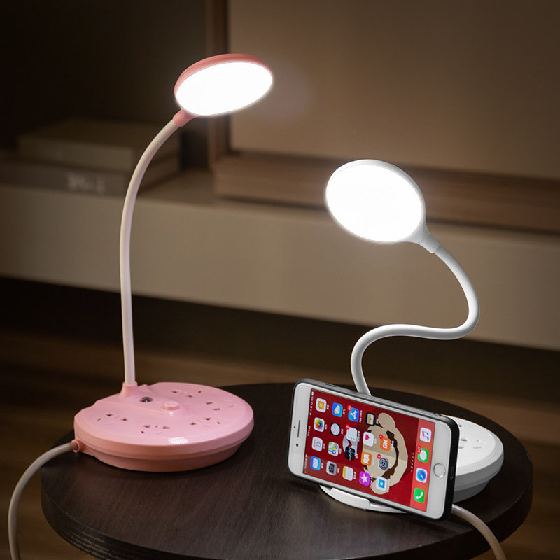 Multifunctional socket table lamp integrated intelligent socket row desk bedroom ins eye protection girl heart board student dormitory plug-in usb with bedside lamp creative personality cute cartoon wiring board
