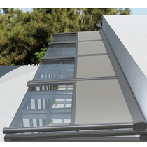 Sun glass room sunshade shed Outdoor villa courtyard sun protection telescopic heat insulation electric remote control track sky curtain top curtain