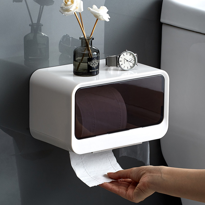 Creative suction paper box toilet paper towel box toilet toilet paper shelve toilet paper box free of punch and waterproof roll paper cylinder 