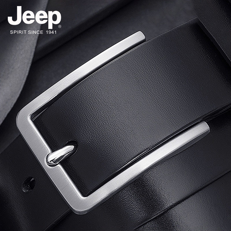 jeep jeep belt men's leather stainless steel pin buckle business casual first layer pure cowhide belt middle-aged belt