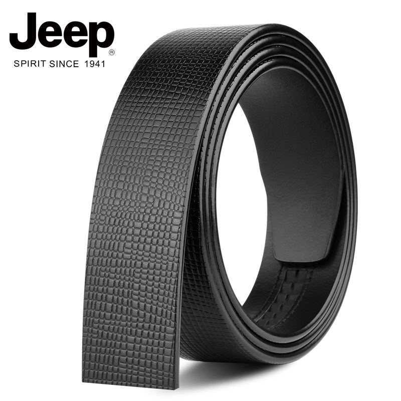 JEEP jeep belt men's pure cowhide without head automatic buckle tide business headless belt youth head layer belt strip