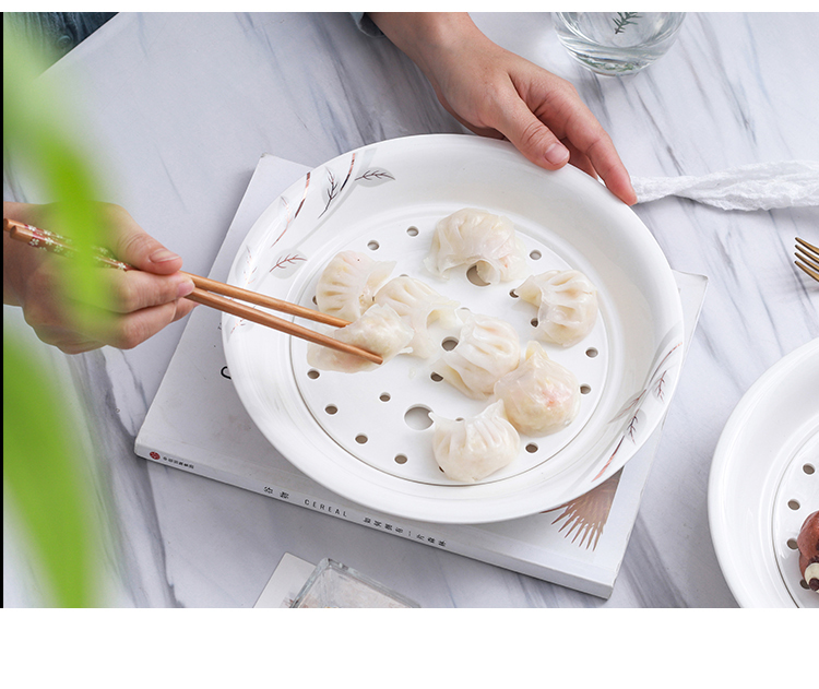 Double disc ceramic large dumpling plate utsuwa dumpling dish drop household ipads China creative fruit dish platter