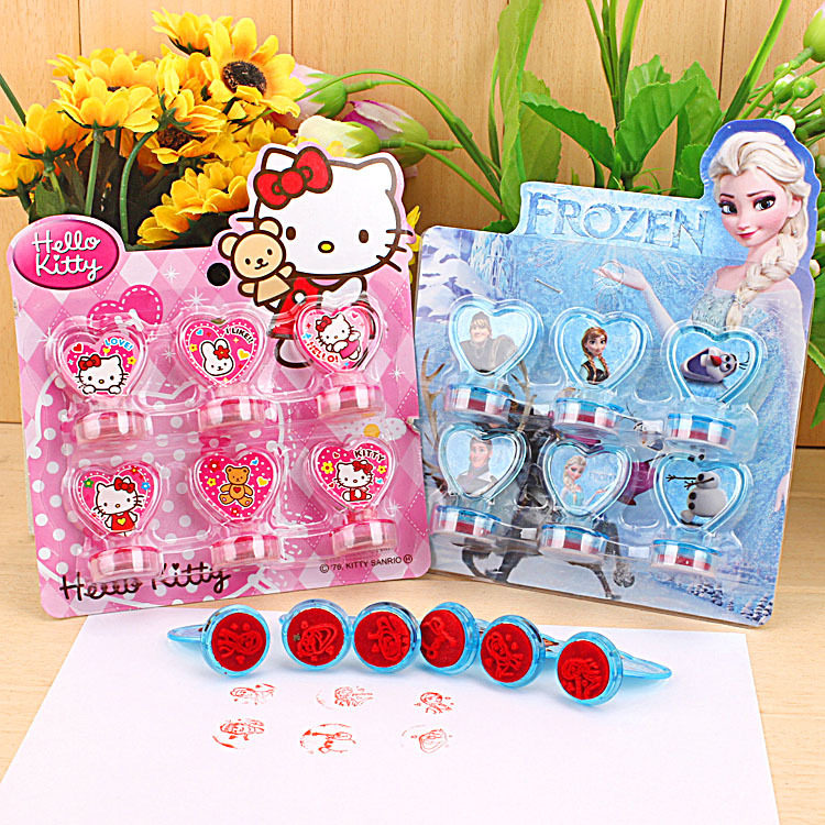 Ice and Snow Piggy Seal Love Handle 6 Packs Comes with Printing Oil Children's Seal Cartoon Toys Children's Day Gift