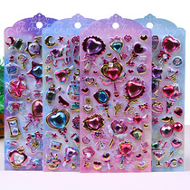 Children Cartoon Precious Stones Stickers Shiny Solid 3D Stars Loving Balloon Decorative and Painted Girl Hearts Eco-friendly Sticker
