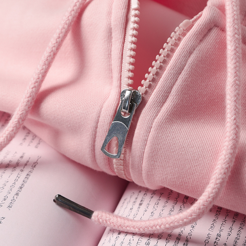 Pink Little Sweetheart! Cherry Blossom Pink Cardigan Jacket for Women, Peach Pink Light Pink Terry Cloth Zip-Up Hoodie for Men