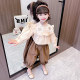 Girls fashionable foreign style suit spring and autumn 2023 new children's fashion shirt girl baby bell-bottom pants two-piece set