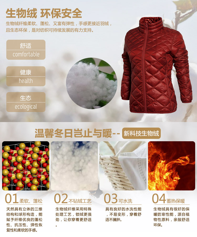 Li Ning thể thao quần áo cotton nữ 2019 mùa đông mới màu đỏ thể thao giản dị thể thao ngắn học sinh phù hợp với áo cotton - Quần áo độn bông thể thao áo phao cổ lông