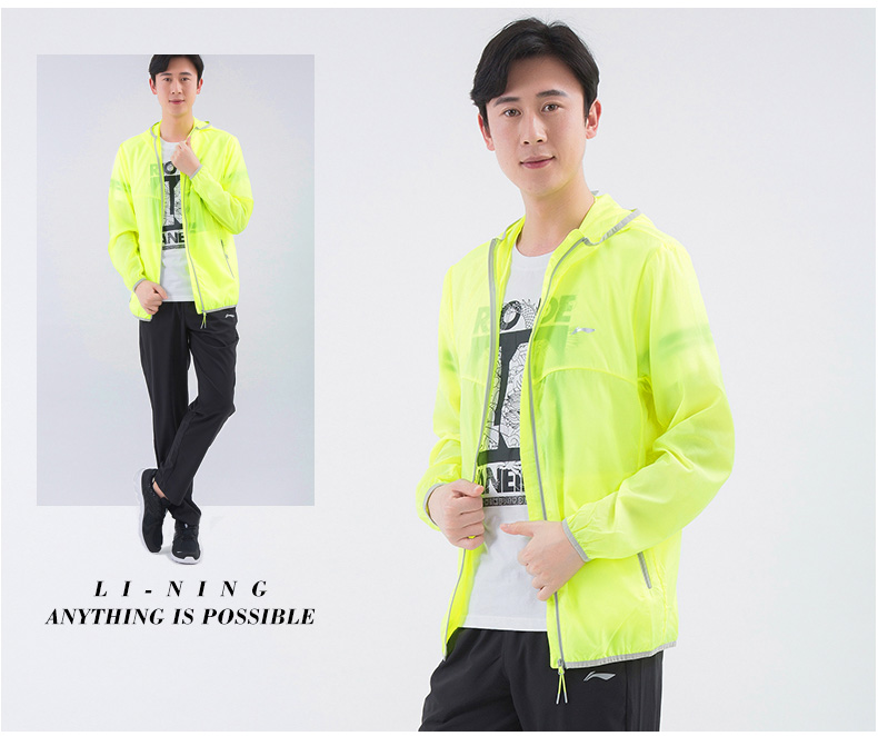 Áo khoác thể thao Li Ning áo khoác nam chính hãng áo thoáng khí chạy bộ áo gió đào tạo áo gió Áo thể thao mỏng dây kéo áo khoác dù nam chống nước