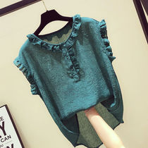 Chiffon shirt womens summer 2020 new Korean super fairy sweet ruffle shirt sleeveless top western style small shirt shirt
