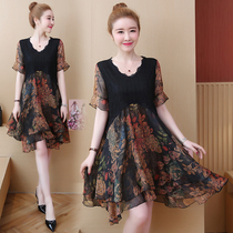 Plus size womens clothing 2020 new style suitable for fat sister mm belly cover dress loose thin foreign style age reduction summer