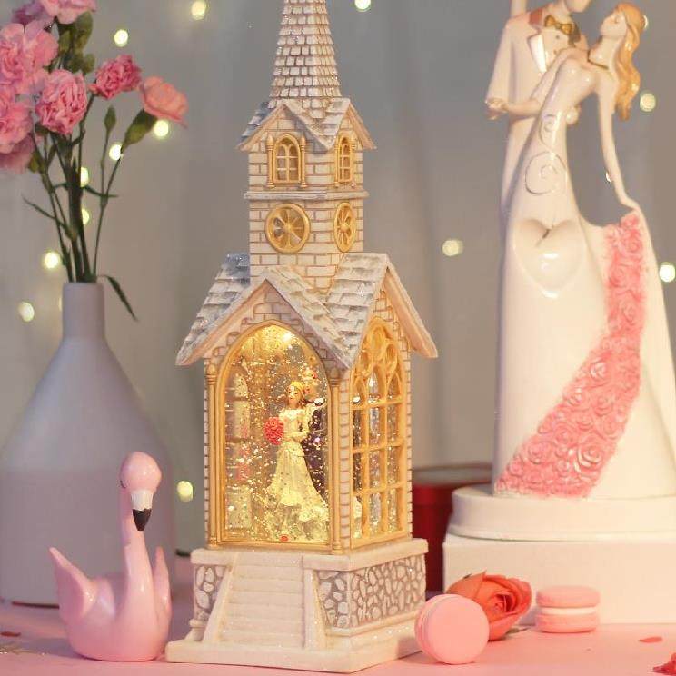 Music box windproof lamp dreamy snow dancing Christmas music box rotating snowflake small gift creative practical gift