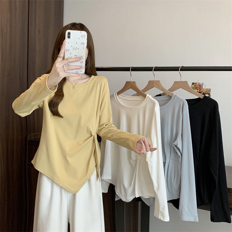 Pure Cotton Nursing Tops for Women, Autumn and Winter Long-Sleeved T-Shirts, New Irregular Nursing Clothes for Going Out, Hot Mom Style