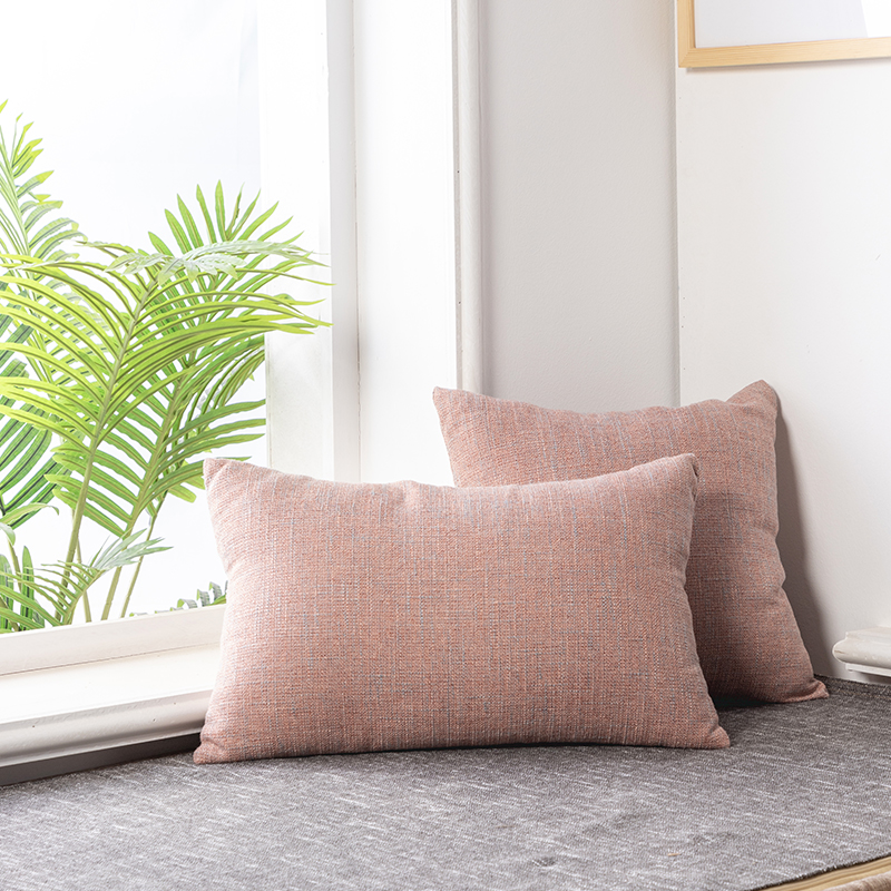 Solid color linen sofa pillow cushion bedroom pillow bedside bay window back simple pillow with core cotton and linen fabric