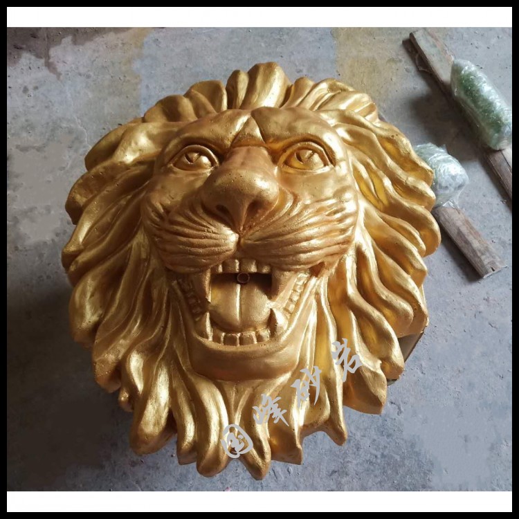 Custom artificial sandstone sculpture relief pendant lion head spray lion head landscape garden decorative fountain