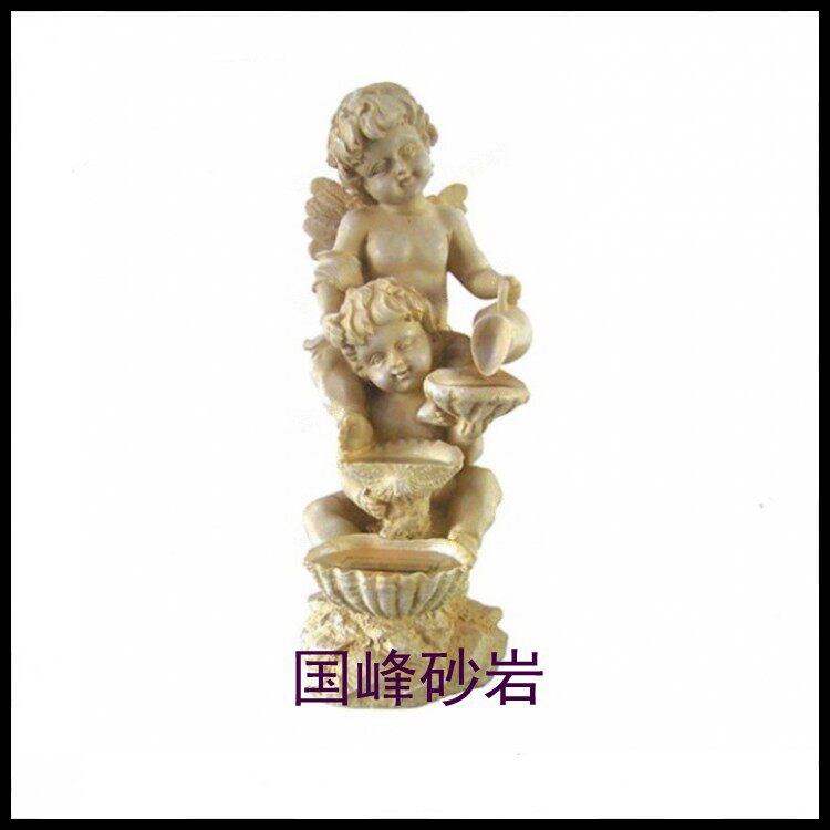 Sandstone Fibreglass Relief Angel Spin Water View Round Carved Hotel Park Clumps Water Spray Landscape Materials