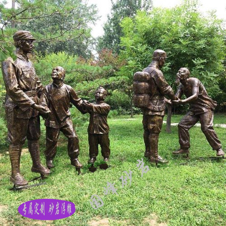 Custom artificial sand rock glass fiber imitation copper relief historical figures cultural background wall Carry forward the spirit of revolution Mural