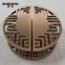 Chinese antique carved hollow door handle Semicircular glass door handle Hotel bronze wooden door handle spot