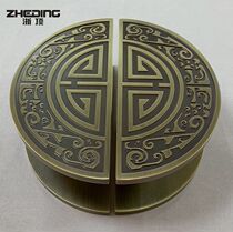 Chinese antique door handle Glass door handle Bronze carved semicircular black wooden door handle spot