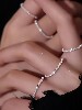 Ring for Women 925 Silver Couple Ring Japanese and Korean Simple Ins Pearl Wave-Shaped Combination Student Personalized Ring Jewelry
