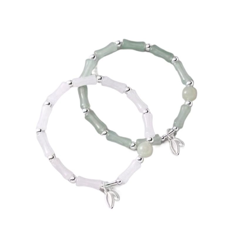 Chinese-Style Bamboo Bracelet with Bamboo Leaf Pendant, Niche Design, Ancient Style Bracelet, Personalized Fashion Jewelry for Best Friends