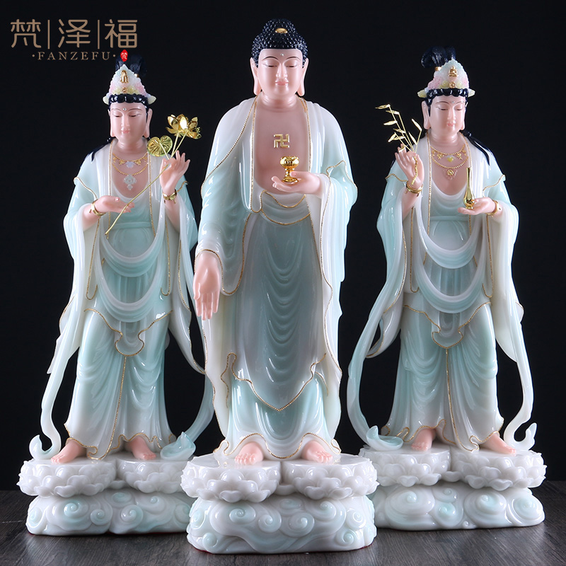 Western Sant' Han White Jade View of the Buddha Statue of Buddha Buddha Statues to BodhisattBodhisattva Domestic Han white jade pendulum piece custom-made-Taobao
