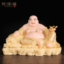 Han white jade wide body Maitreya Buddha Buddha statue big belly laughing Buddha Maitreya Buddha Bodhisattva shop Le Buddha ornament opening gift