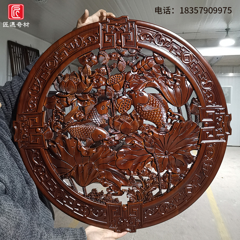 Dongyang wood carving piece solid wood carving wall hanging in a living room with a sculpture of casca-framed handmade carved Chinese style