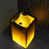 Pedestal basin integrated floor-standing wash basin crystal bathroom art villa transparent luminous column wash basin