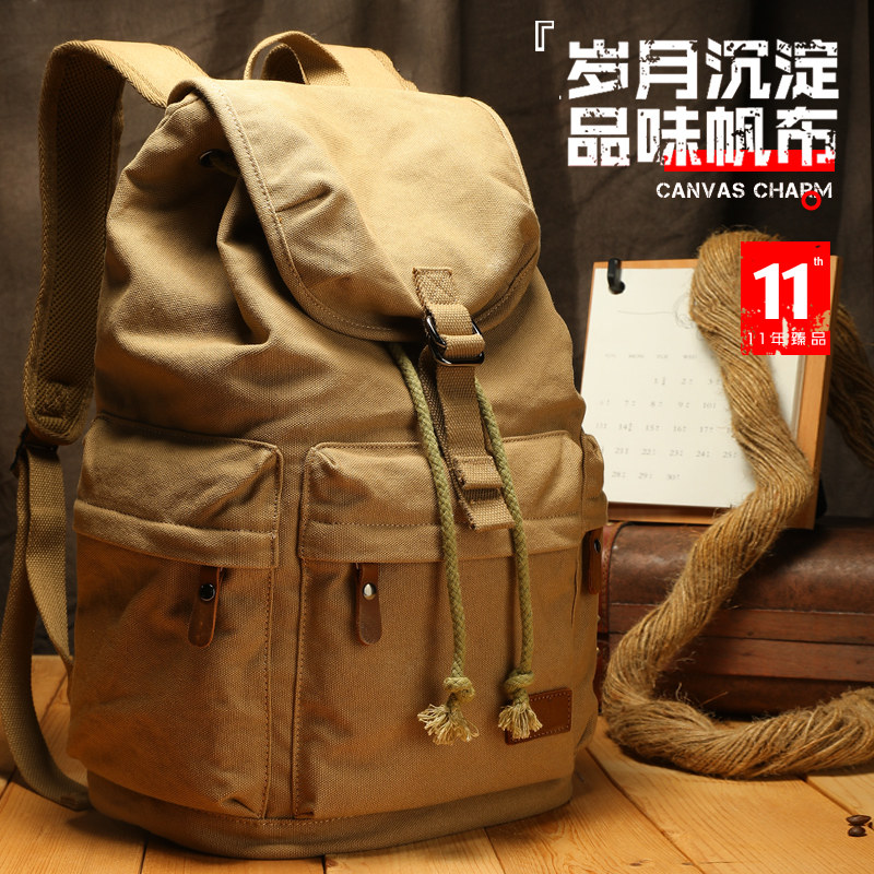 Junior high school students Double shoulder bag for men and women Leisure canvas Travel Han version Large capacity Shoulder Bag College Student Bag Computer Bag
