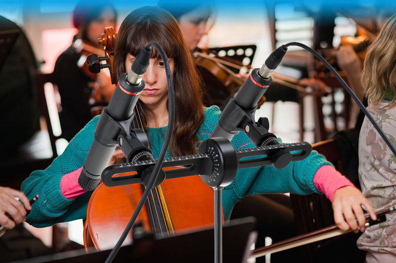 Alctron Aikechuang MAS006 multi-function stereo recording dual microphone bracket flat pole bracket with scale