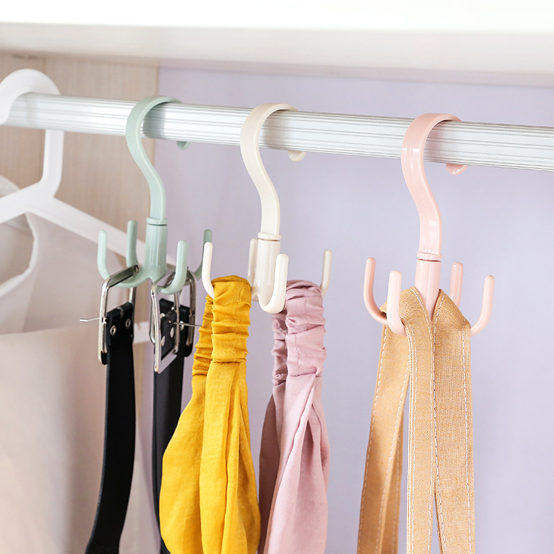Shooked hanger leather strap hanging bag Ornament Containing layer frame multifunction swivel Large number hanging clothes Hook Scarves wardrobe