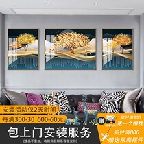 Atmosphere Living Room Decoration Painting European-style Sofa Background Wall Mural Triplex Inlaid Drilling Crystal Porcelain Painting American Hung Painting Modern Painting