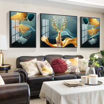 Modern living room decoration painting American sofa background wall painting inlaid diamond crystal porcelain painting porch hanging painting rich deer atmosphere