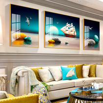  Modern and simple living room decoration painting sofa background wall painting light luxury crystal porcelain painting Nordic hanging painting luck turns