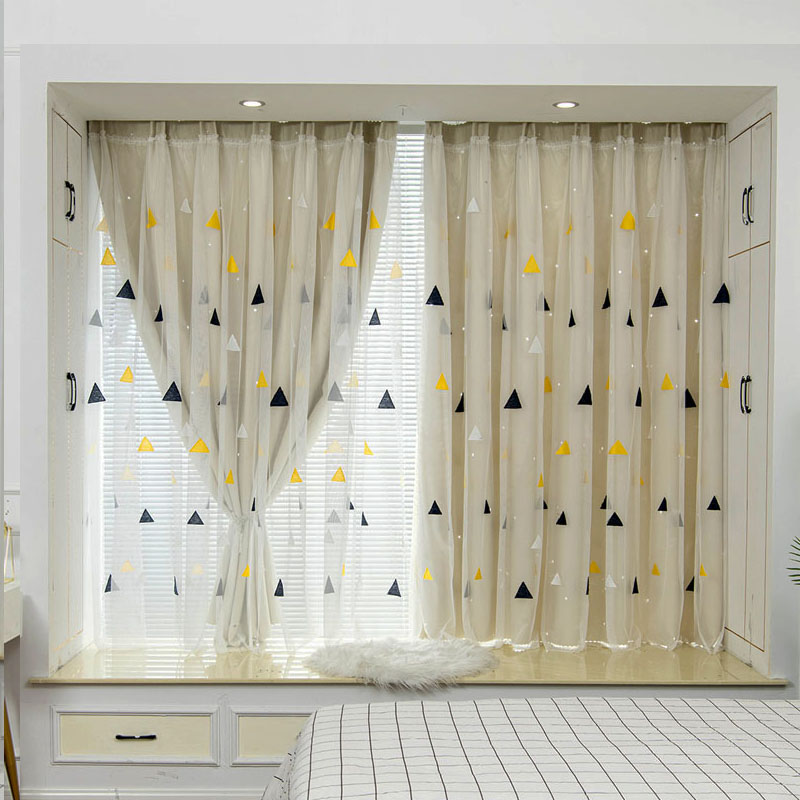 Curtain and window screen sticky track bedroom bay window modern simple punch-free rental room children's room complete set of hooks