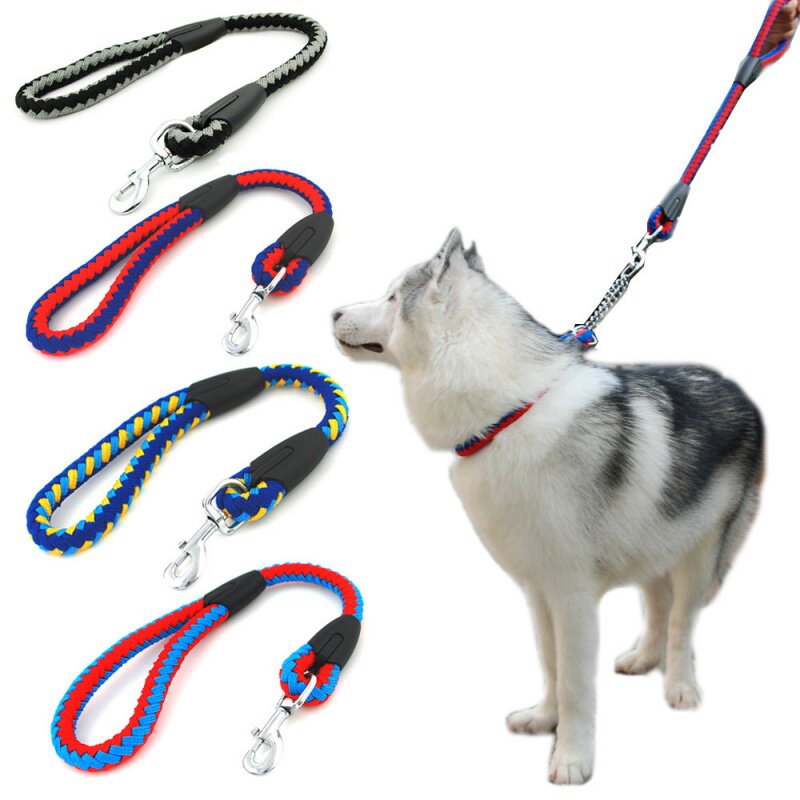 New pet leash big dog braided round rope short pull strap wear resistant and bite-resistant climbing rope thick dog leash