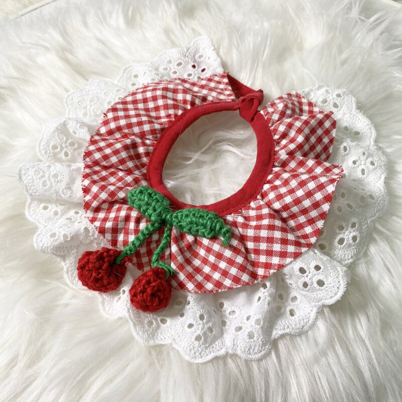 Kitty Puppy Saliva Towel Small Fresh Public Main Wind Cloth Occasionally Blue White English Short Teddy Kiri Kiri Lace Sidescarf Accessories