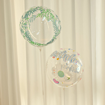 Korea ins wind net red printed Popo ball Childrens birthday decoration Scene arrangement party Balloon Column floating empty