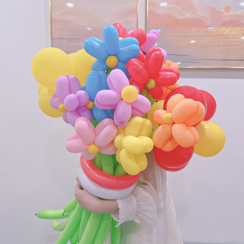Balloon bouquet diy material birthday party decoration scene layout outdoor picnic photo props long balloon