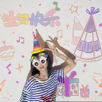 Happy Birthday Projection Light Party Children Background Wall Decoration Scene Arrangement Projector Ins Wind Photo Props