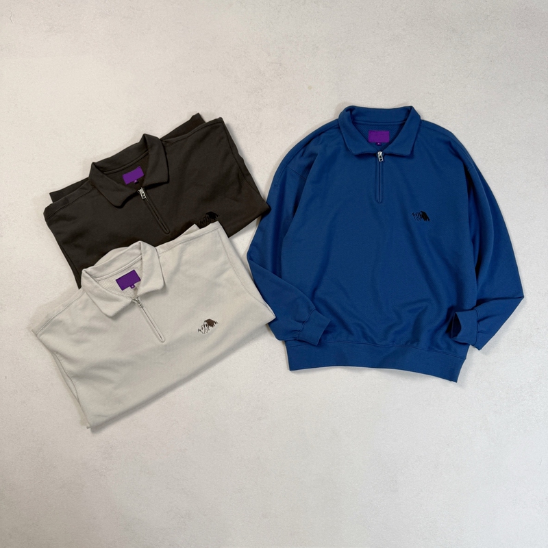 Japanese Style Garment Dyed Field Half Zip Terry Sweatshirt