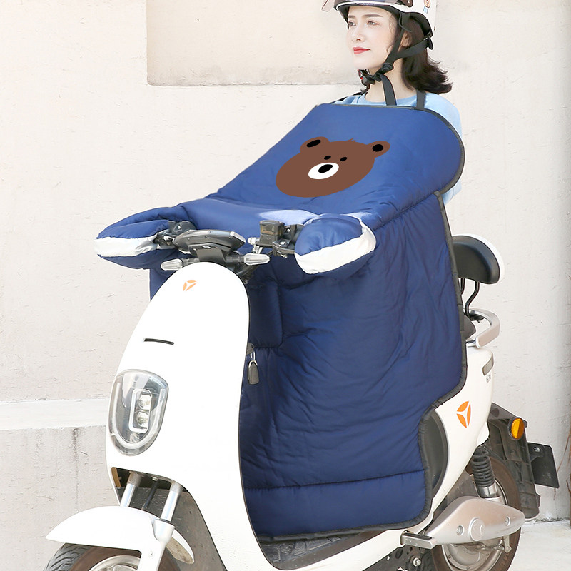 Electric motorcycle windshield quilt autumn and winter waterproof plus velvet thickened electric car windshield windshield cartoon female