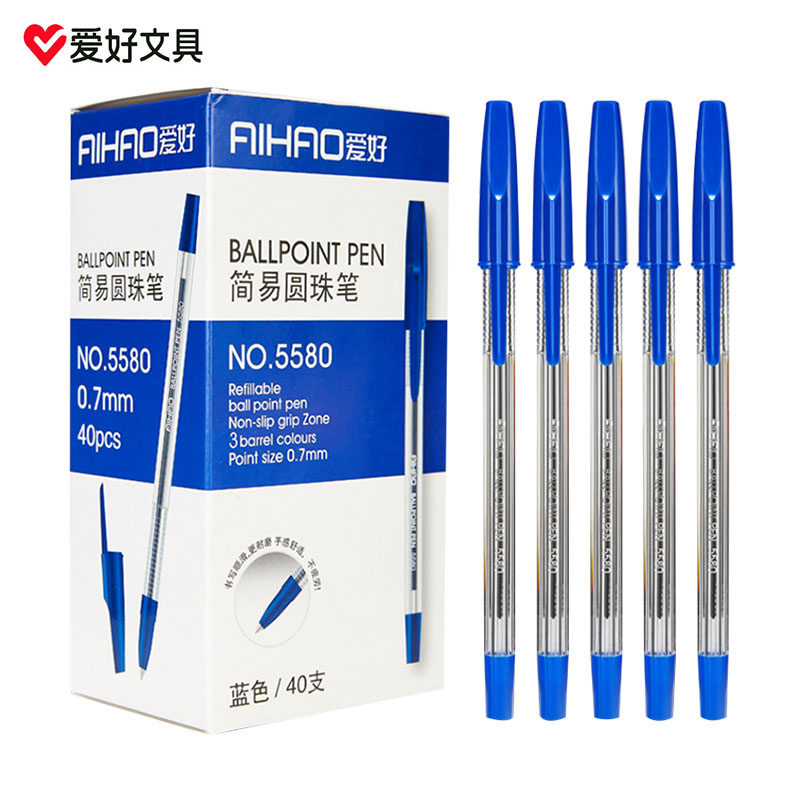 Hobby 5580 Improvised Ballpoint Pen Transparent Rod Atompen Black Blue Students Writing Pen Office Stationery