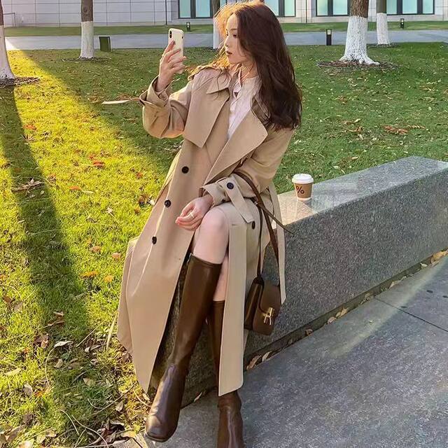 Loose over the knee spring and autumn trendy coat Korean version