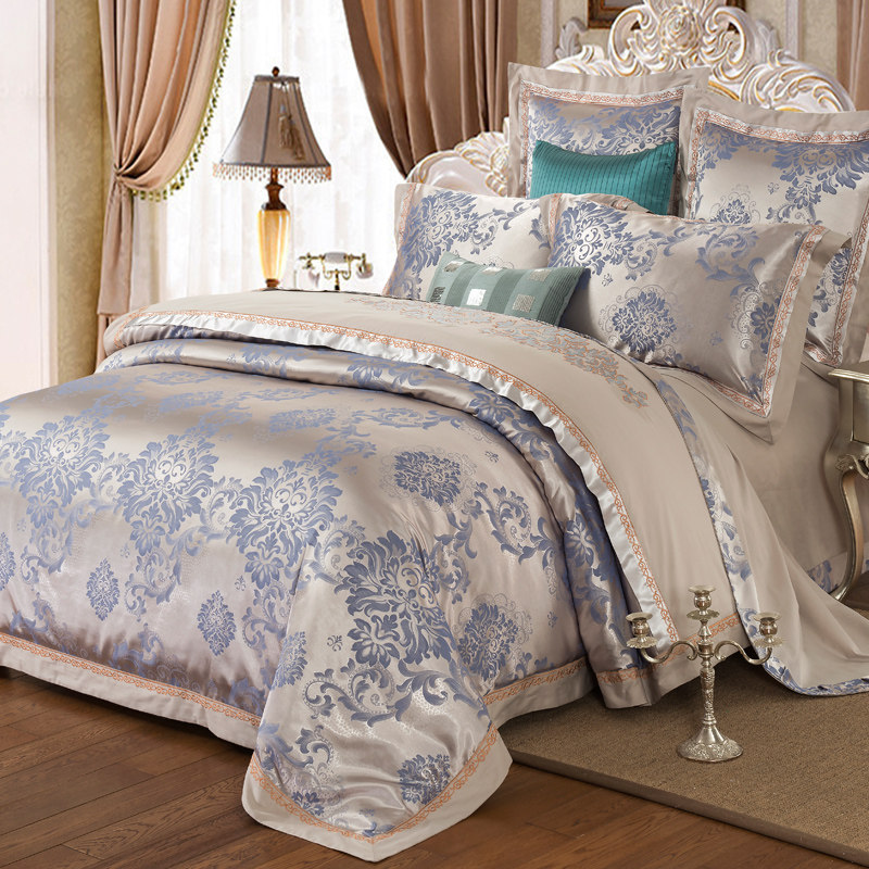 Eurostyle Bed Four Pieces Full Cotton Pure Cotton Gonne Satin Luxury High-end Bed Sheet Quilt Cover Six Pieces Embroidered Autumn And Winter