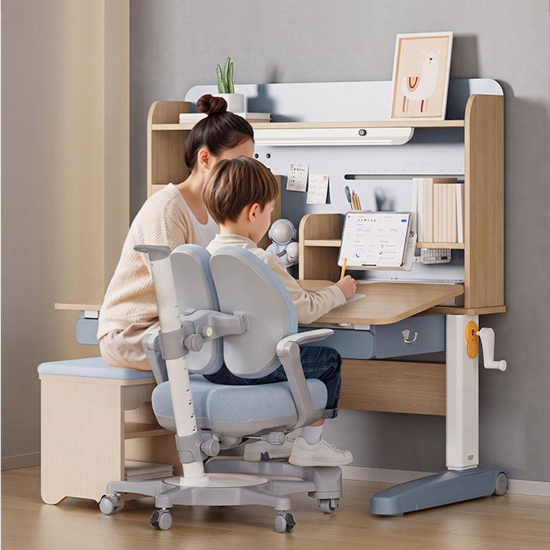 French Silux Children's Study Desk for Home Use, Small Apartment Student Solid Wood Adjustable Desk and Chair Set French Silux Children's Study Desk for Home Use, Small Apartment Student Solid Wood Adjustable Desk and Chair Set