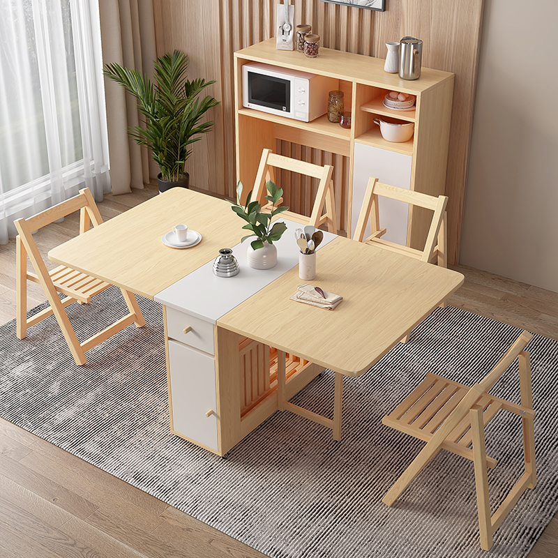 Cream-Style Folding Dining Table for Home Use, Small Apartment Dining Table, Rectangular Dining Table and Chairs, Foldable Dining Table, Dining Table Cream-Style Folding Dining Table for Home Use, Small Apartment Dining Table, Rectangular Dining Table and Chairs, Foldable Dining Table, Dining Table