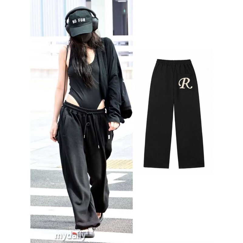 Now Available: Rock C*Ke Korean Version Jennie Hirasawa Momo Style Casual Sweatpants with Embroidered Letters