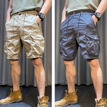 Live Same-style Summer Pure Cotton Tooling Shorts Men Casual Pants Multiple Pockets Loose Retro 100 Hitch 50% Mid Pants